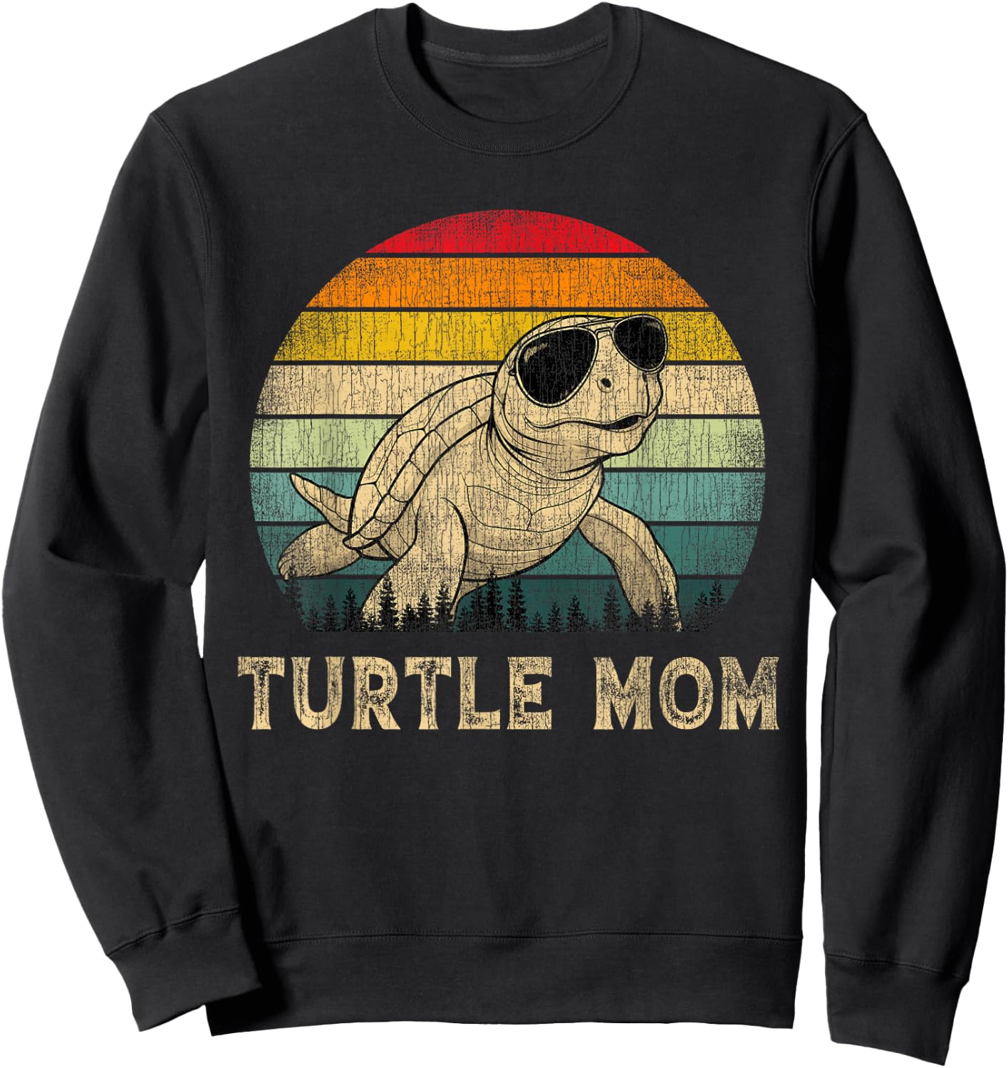 Vintage Turtle Mom Turtle Lovers Mommy Mother's Day Sweatshirt - Sweatshirt | Black