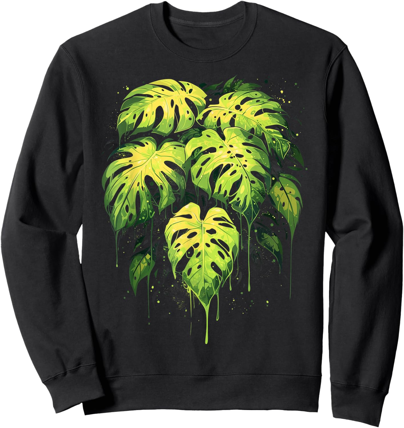 Monstera Deliciosa Plant Lover Lady Daddy Botanical Sweatshirt - Sweatshirt | Black