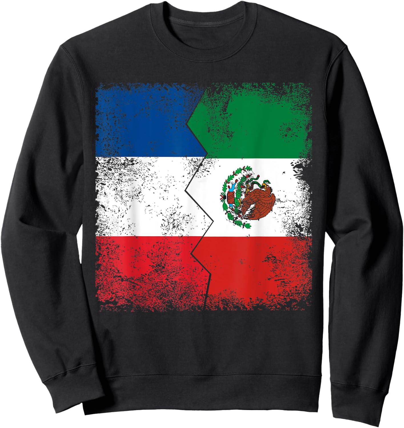 France Mexico Flags | Half Mexican French Roots Vintage Sweatshirt - Sweatshirt | Black