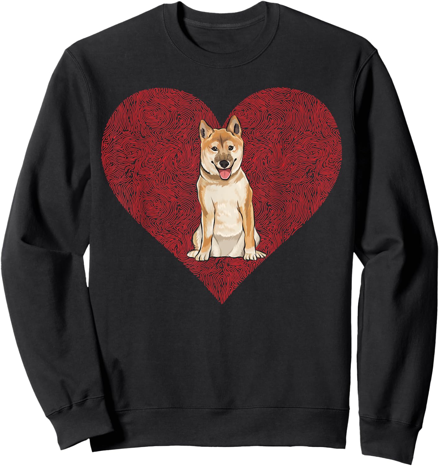Shiba Inu Valentines Day Dog Love Fingerprint Sweatshirt - Sweatshirt | Black