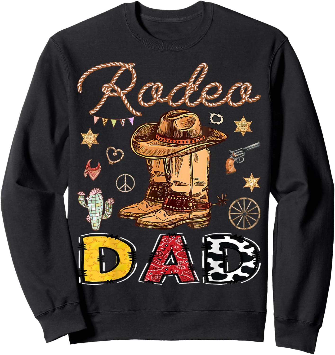 Rodeo Dad Western Birthday Cowboy Matching Family Sweatshirt - Sweatshirt | Black