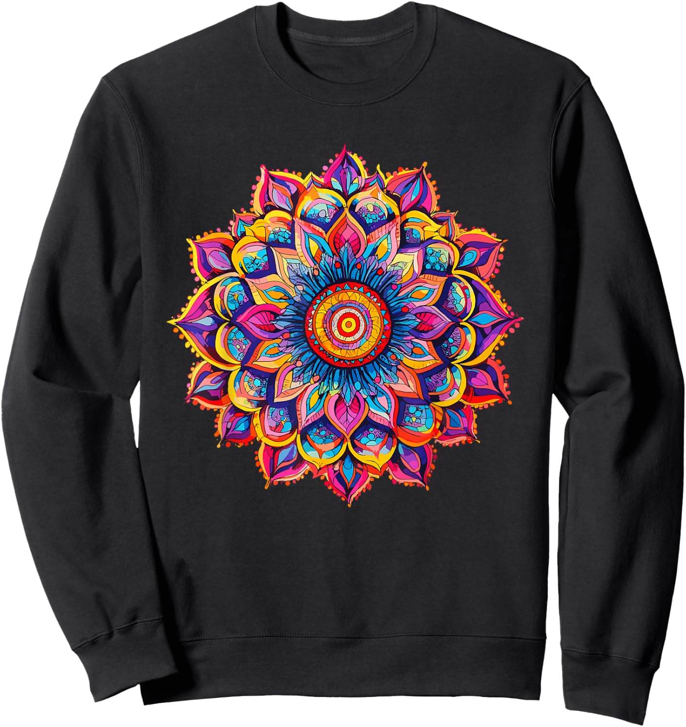 Vibrant Lotus Mandala Bohemian Chakra Symbol for Meditation Sweatshirt - Sweatshirt | Black