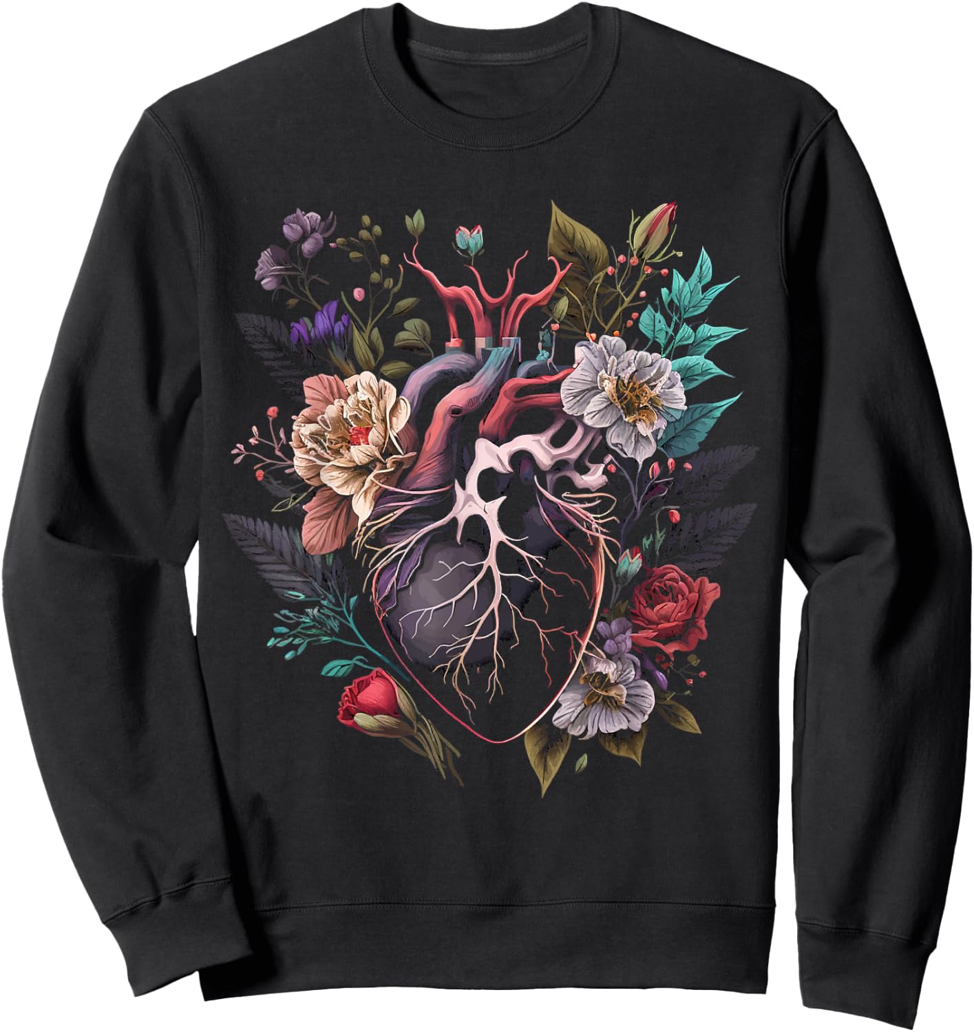 Anatomical Heart And Flowers Show Your Love Sweatshirt - Sweatshirt | Black