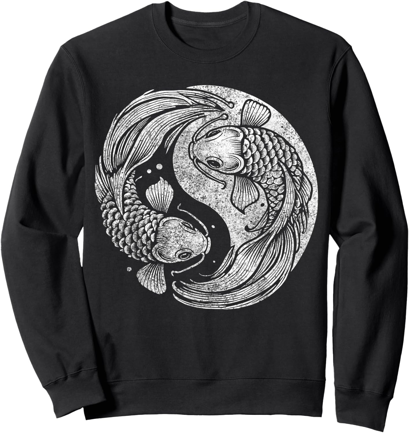 Yin And Yang Retro Japanese Koi Fish Sweatshirt - Sweatshirt | Black