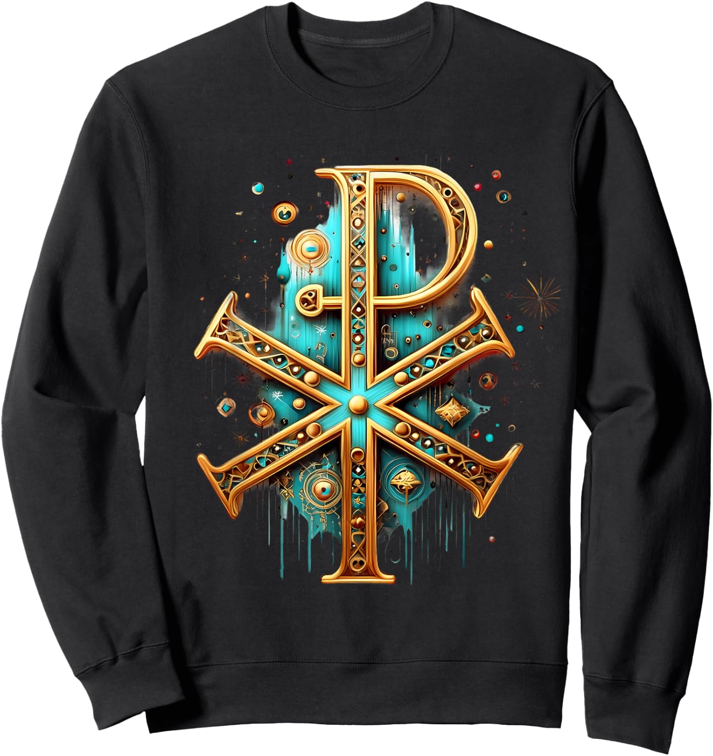 Chi Rho Jesus Christ Christian Catholic Ancient Monogram Sweatshirt - Sweatshirt | Black