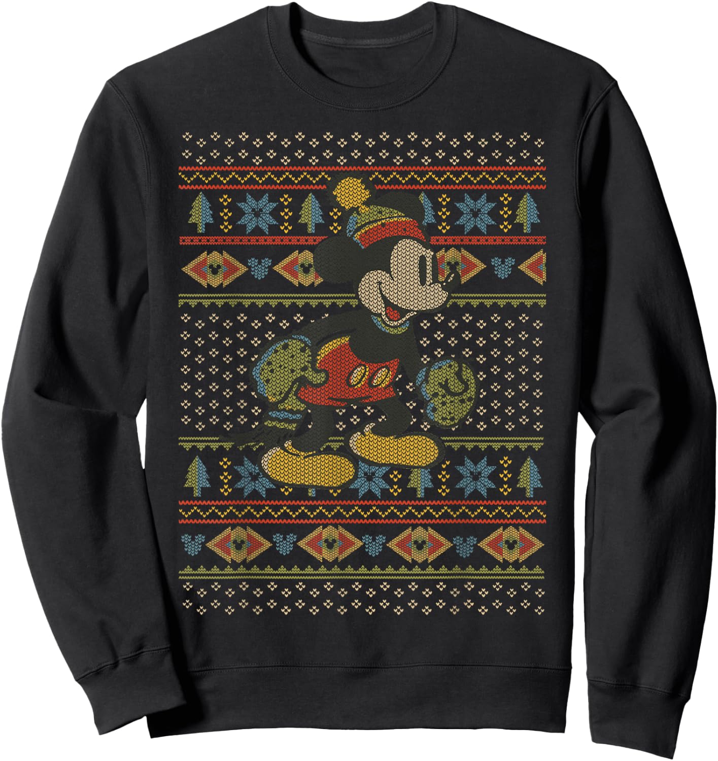 Disney Mickey Mouse Christmas Sweater Style Sweatshirt - Sweatshirt | Black