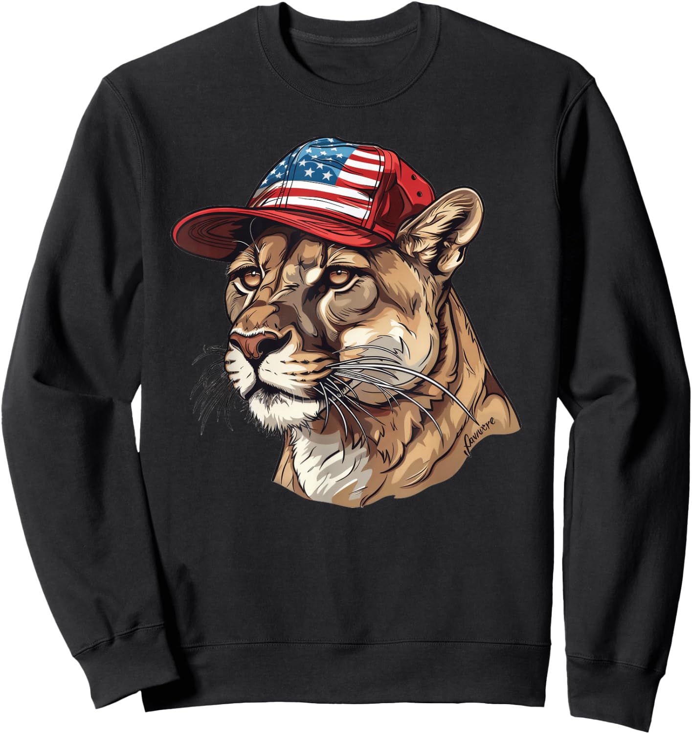 Mountain Lion With USA Hat Sweatshirt - Sweatshirt | Black