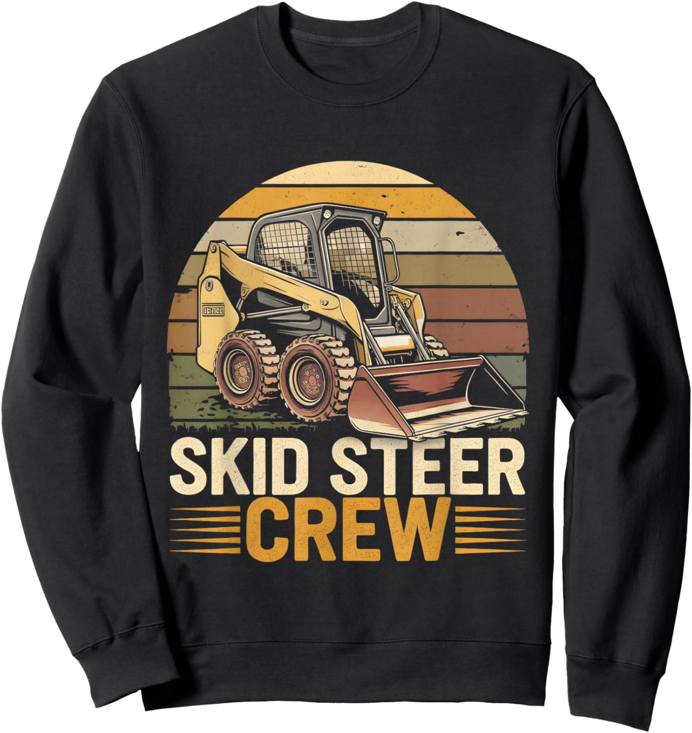 Retro Skid Steer Crew Vintage Heavy Equipment Operator Sweatshirt - Sweatshirt | Black