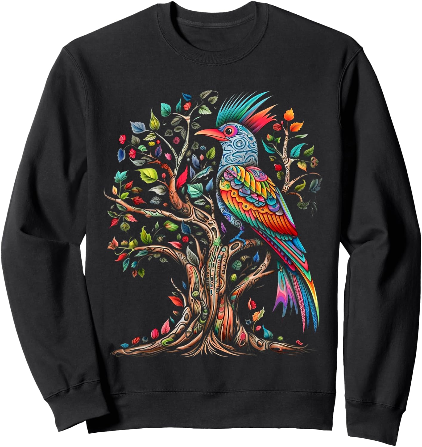 Bird Tree Art - Bird Motif Art Animal Bird Sweatshirt - Sweatshirt | Black