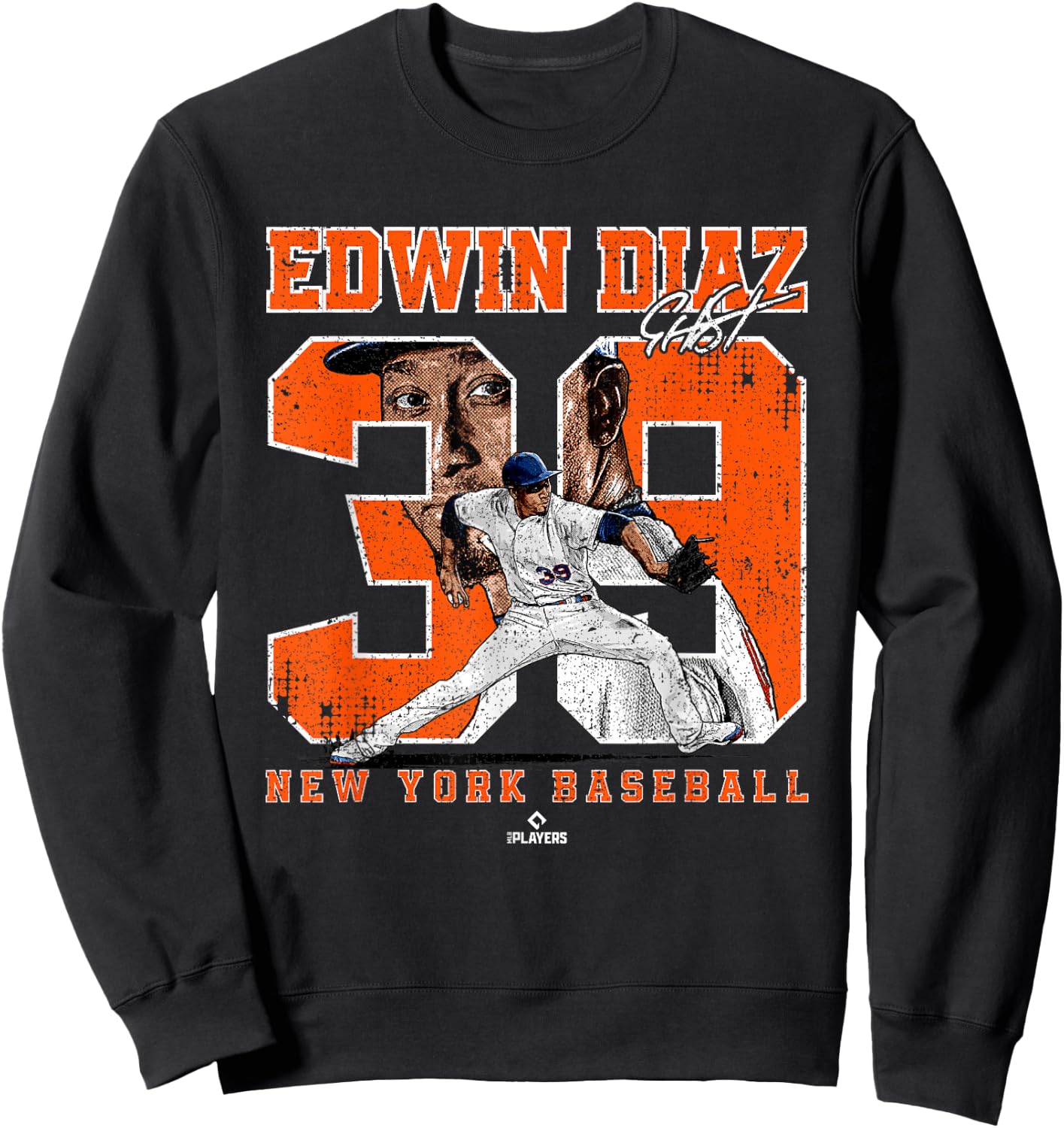 Number and Portrait Edwin Diaz New York MLBPA Sweatshirt - Sweatshirt | Black