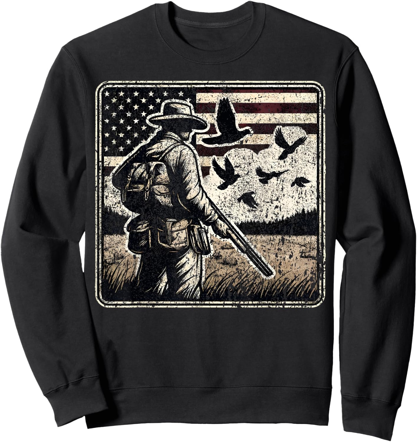 Dove Hunting I American Flag Dove Shooting I Dove Hunter Sweatshirt - Sweatshirt | Black