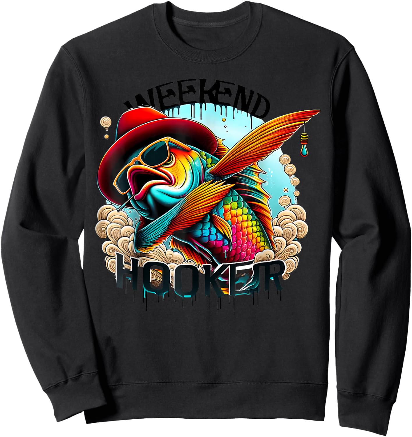 Weekend Hooker Colorful Fishing Funny Fishing Sweatshirt - Sweatshirt | Black