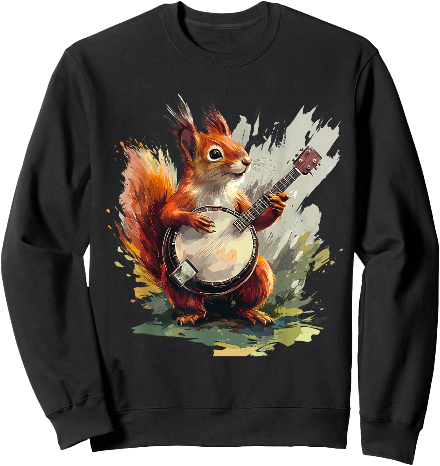 Squirrel Playing Banjo Squirrel Bluegrass Banjo Player Sweatshirt - Sweatshirt | Black
