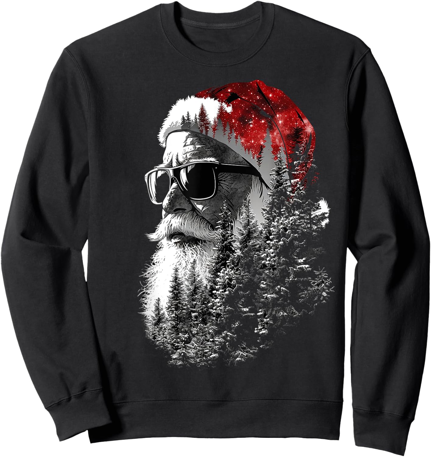 Santa Claus Christmas Motif X-Mas Sunglasses Santa Claus Sweatshirt - Sweatshirt | Black