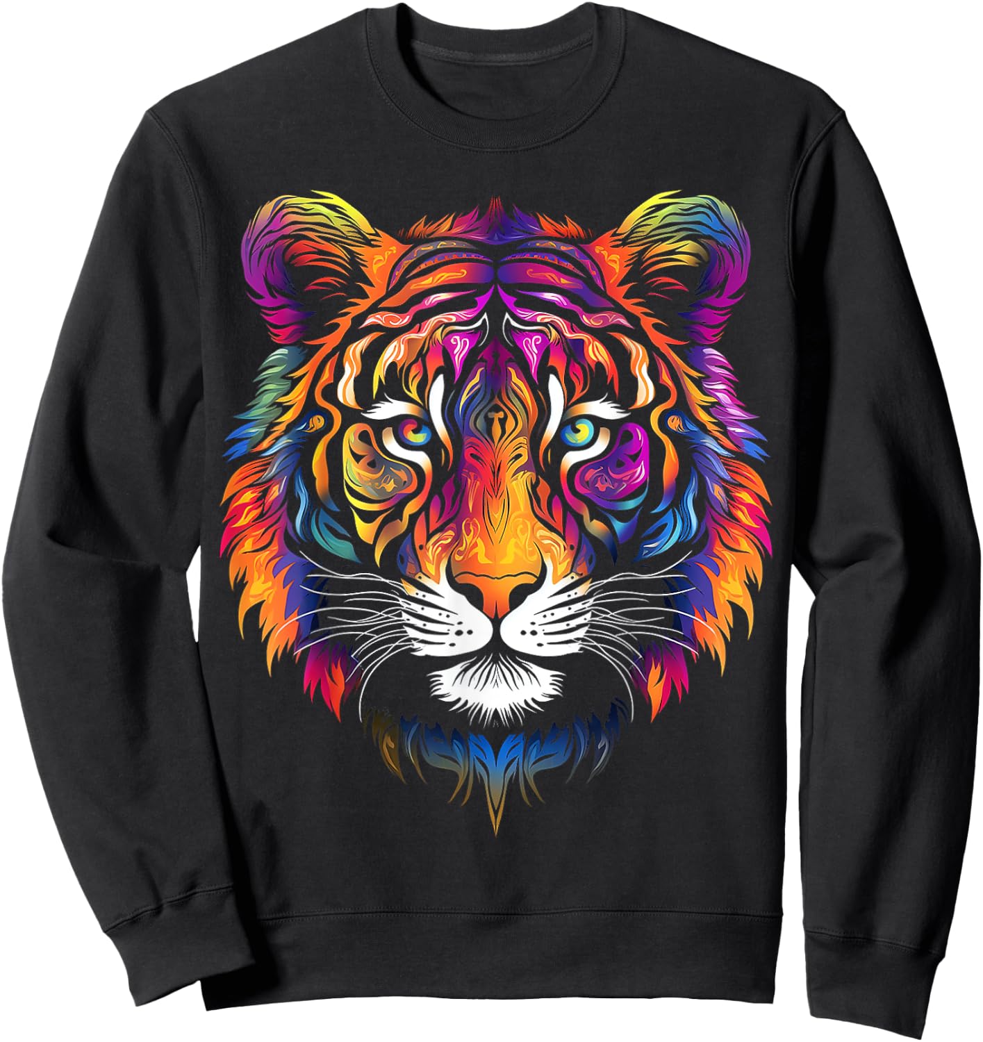 Tiger Animal Graphic Artwork Tiger Sweatshirt - Sweatshirt | Black