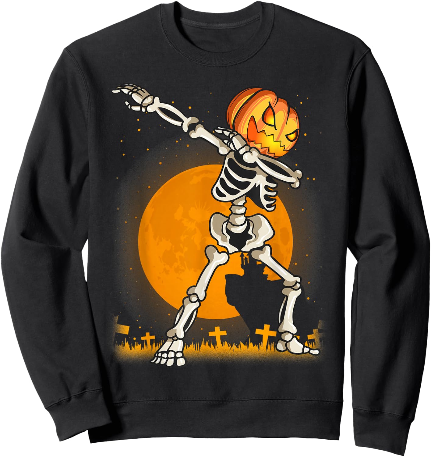 Halloween Shirts For Boys Kids Dabbing Skeleton Pumpkin Dab Sweatshirt - Sweatshirt | Black