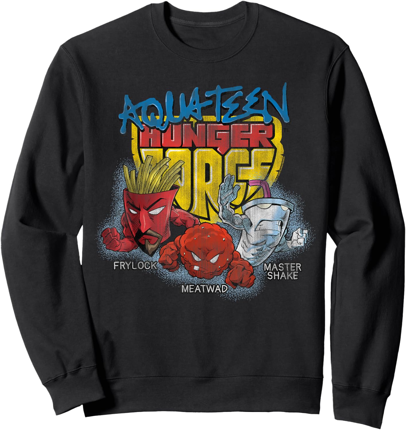 Aqua Teen Hunger Force Group Shield Logo Adult Swim Cartoon Sweatshirt - Sweatshirt | Black