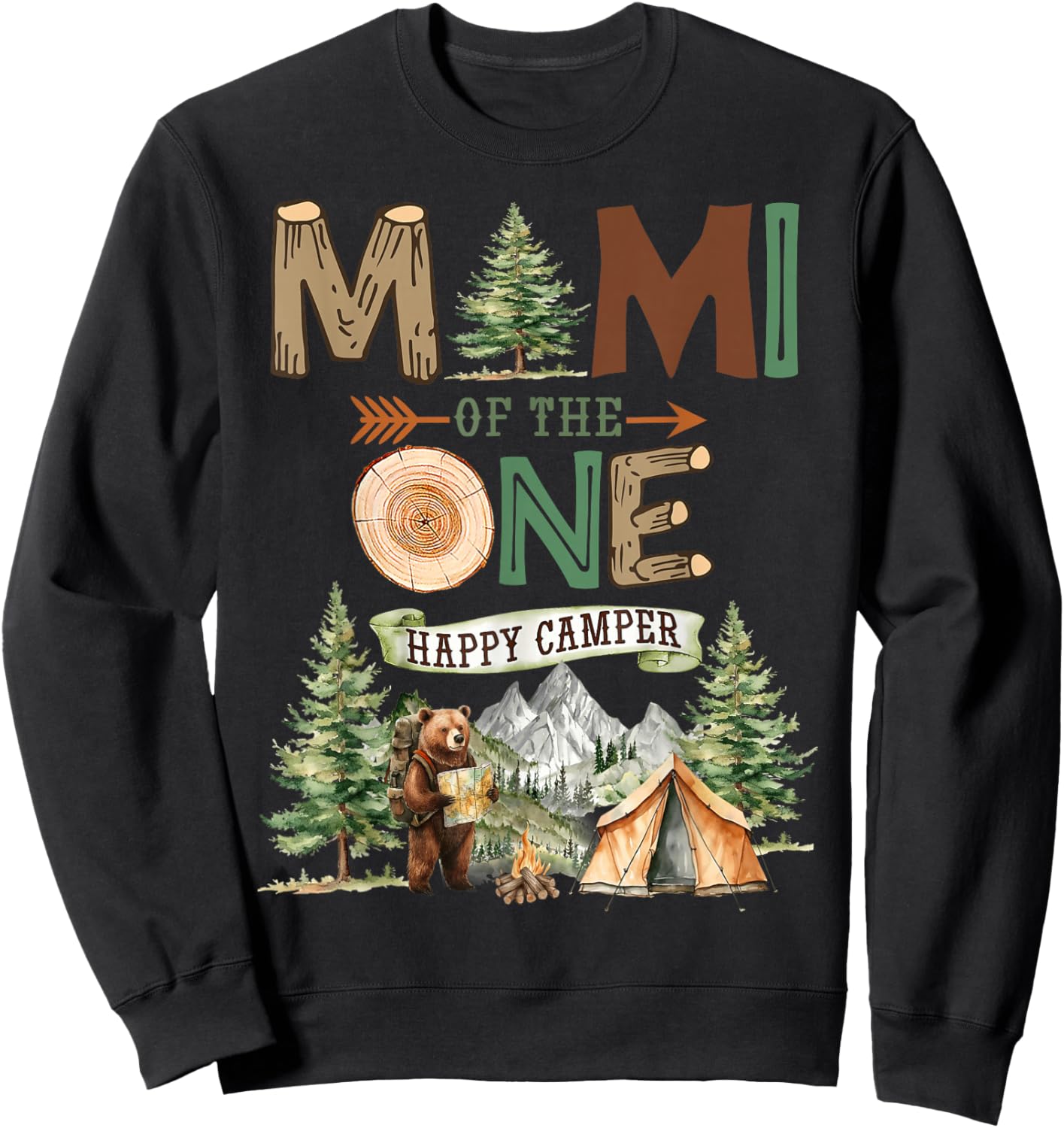 Mimi of The One Happy Camper 1st Birthday Camping Sweatshirt - Sweatshirt | Black