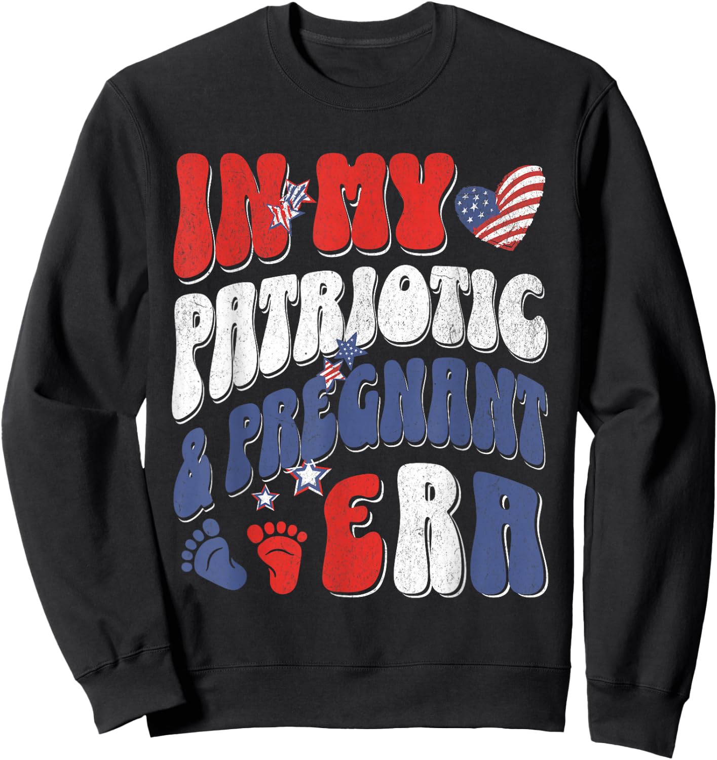 4th of July Pregnancy Announcement Baby Shower Baby Reveal Sweatshirt - Sweatshirt | Black