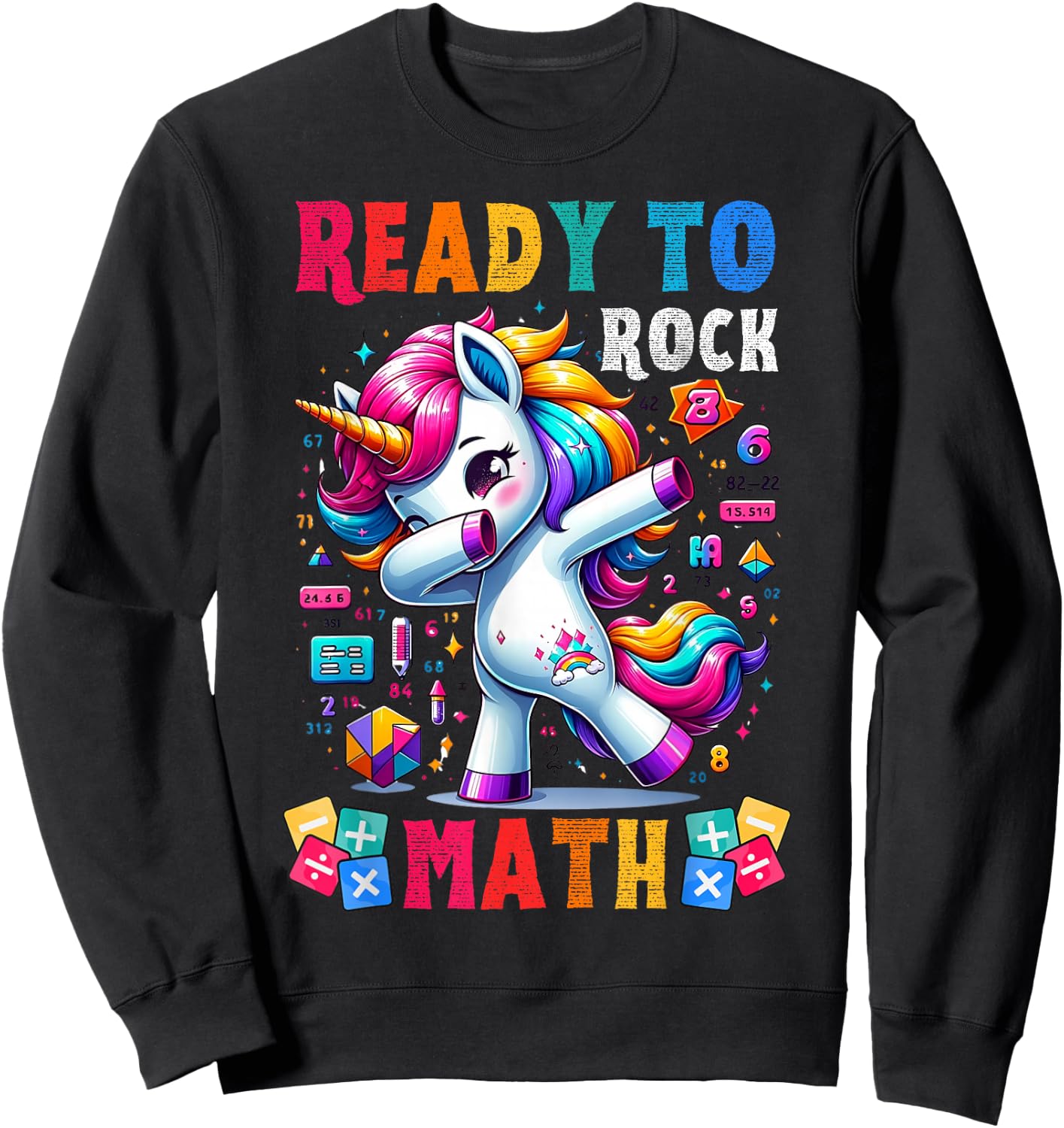 Student back to School Math Squad Kids Girls Smarter Unicorn Sweatshirt - Sweatshirt | Black