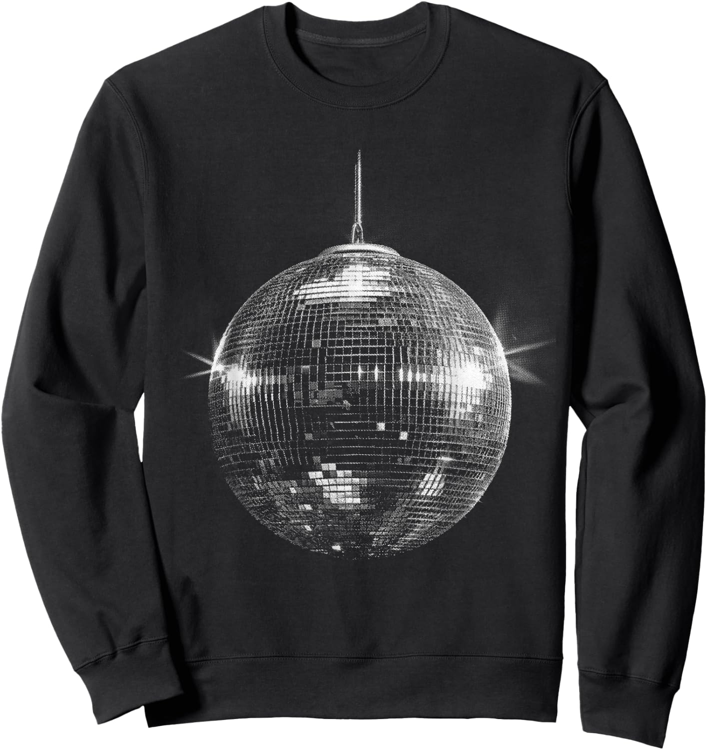 Retro Mirror Ball Disco Design Sweatshirt - Sweatshirt | Black