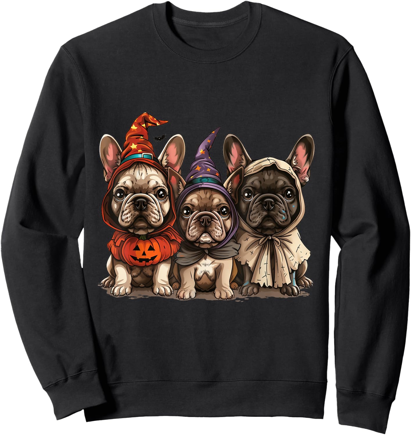 Cute French Bulldogs Halloween Pumpkin Frenchie Puppy Dogs Sweatshirt - Sweatshirt | Black