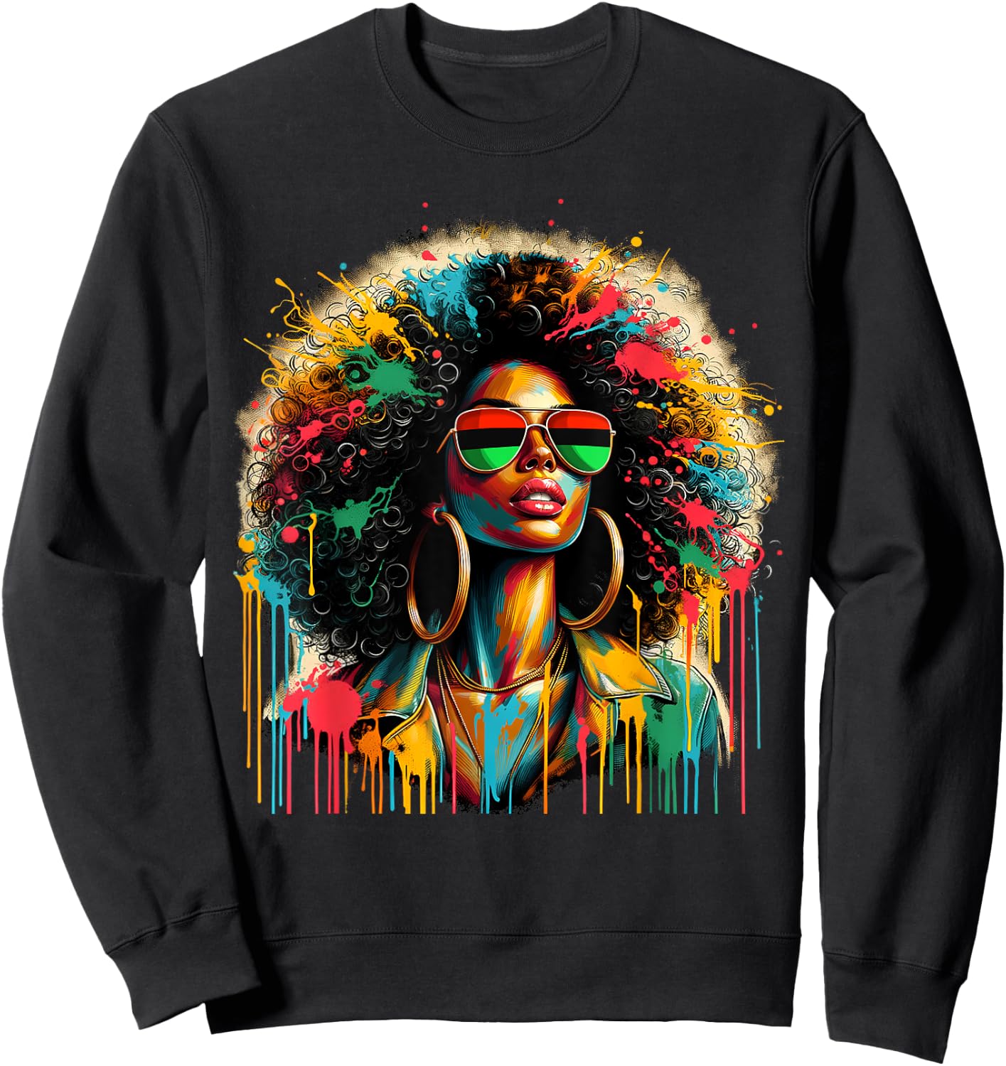 Juneteenth Black Queen Afro African Melanin Dripping Sweatshirt - Sweatshirt | Black