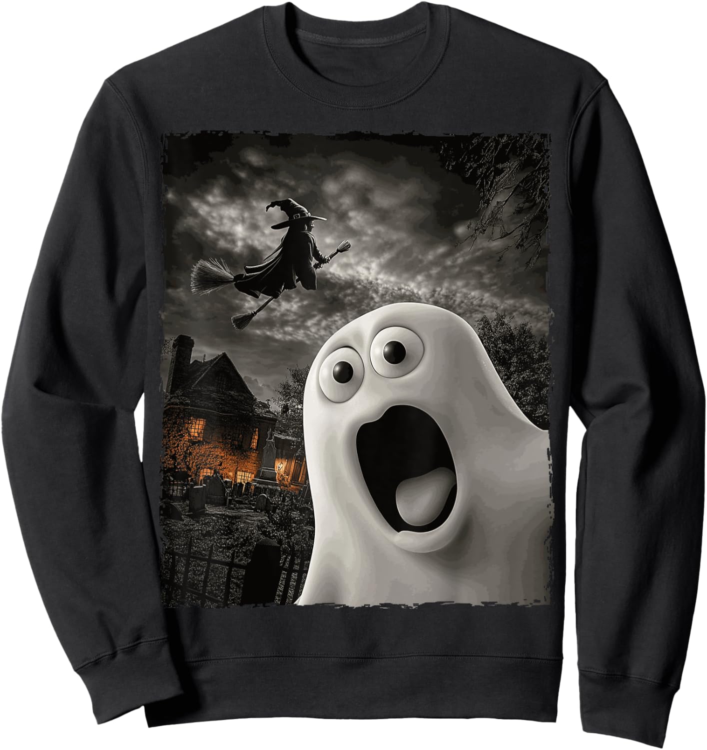 Funny Boo Ghost Witch Halloween Costume Sweatshirt - Sweatshirt | Black