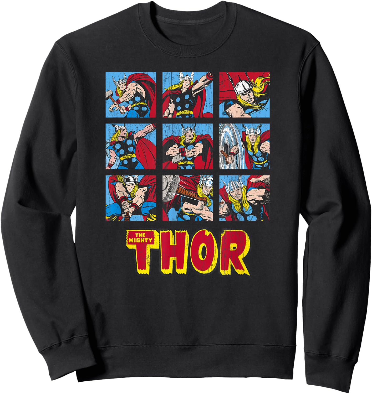 Marvel Avengers Vintage Thor Comic Battle Scenes Sweatshirt - Sweatshirt | Black