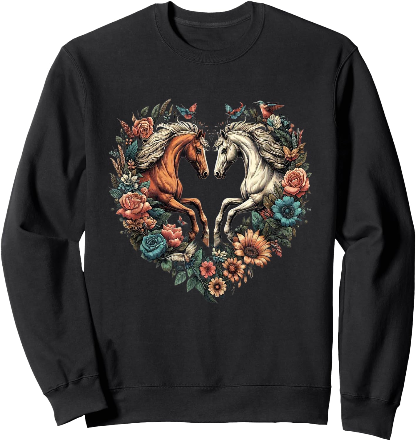 Horse Love Heart Equestrian Horse Rider Lovers Sweatshirt - Sweatshirt | Black