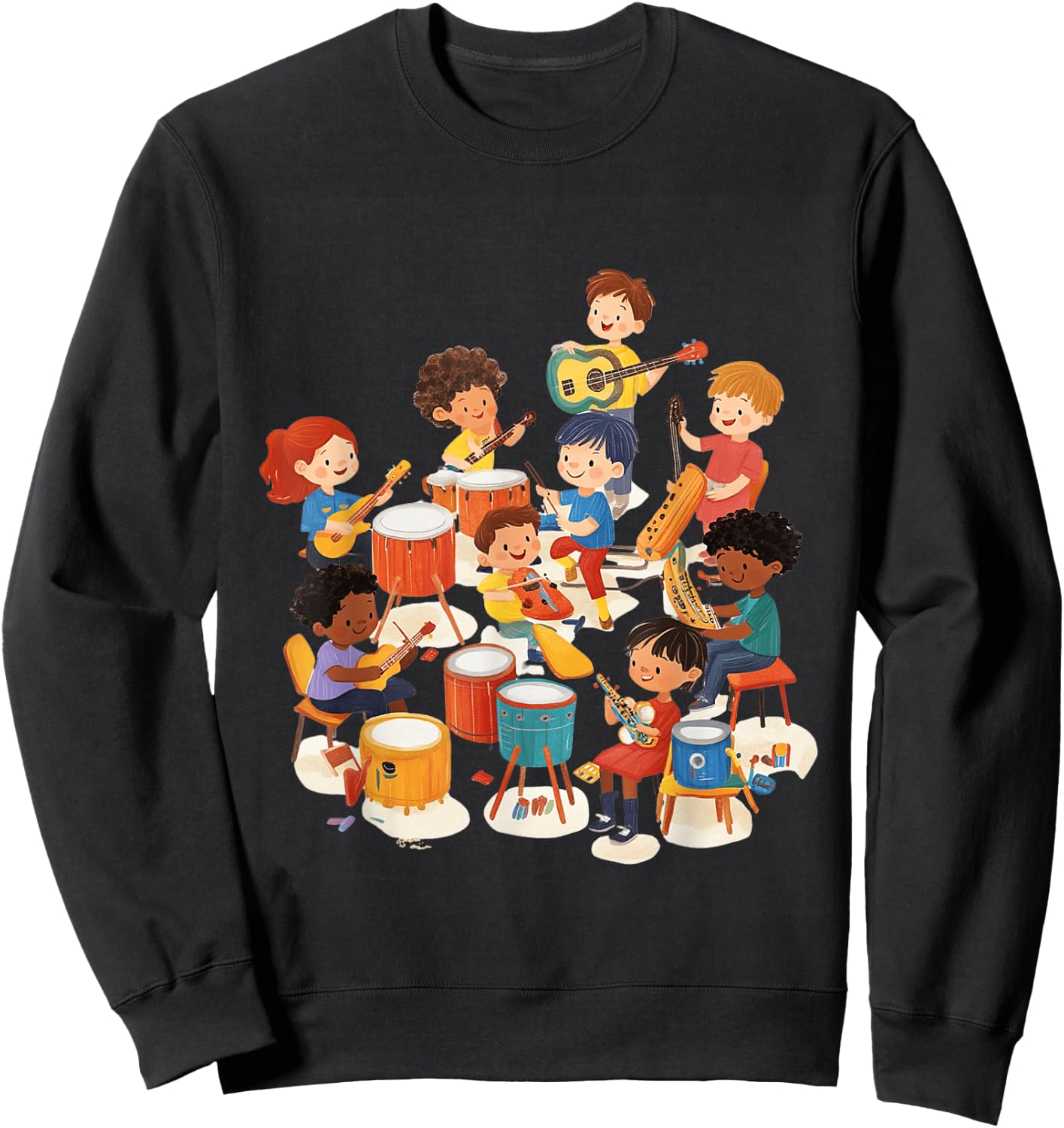 Kids Playing Instruments Music Education Sweatshirt - Sweatshirt | Black