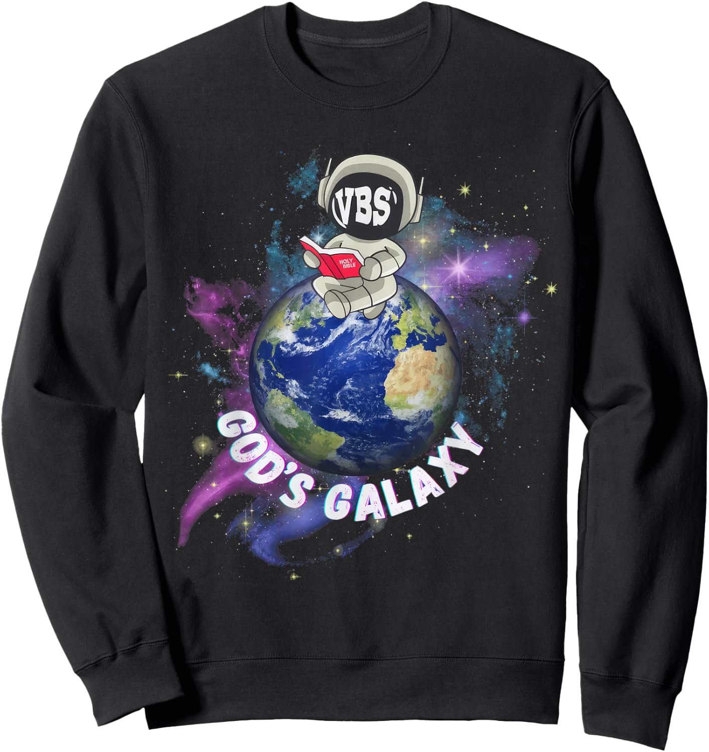 VBS 2024 God's Galaxy Astronaut Outer Space Bible Christian Sweatshirt - Sweatshirt | Black