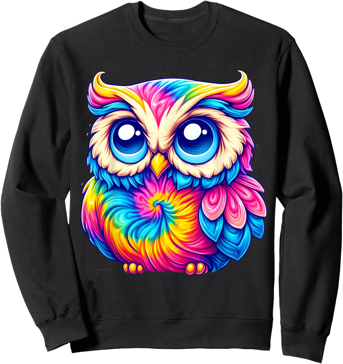 Tie Dye Owl Aesthetic Men Women Kids Sweatshirt - Sweatshirt | Black