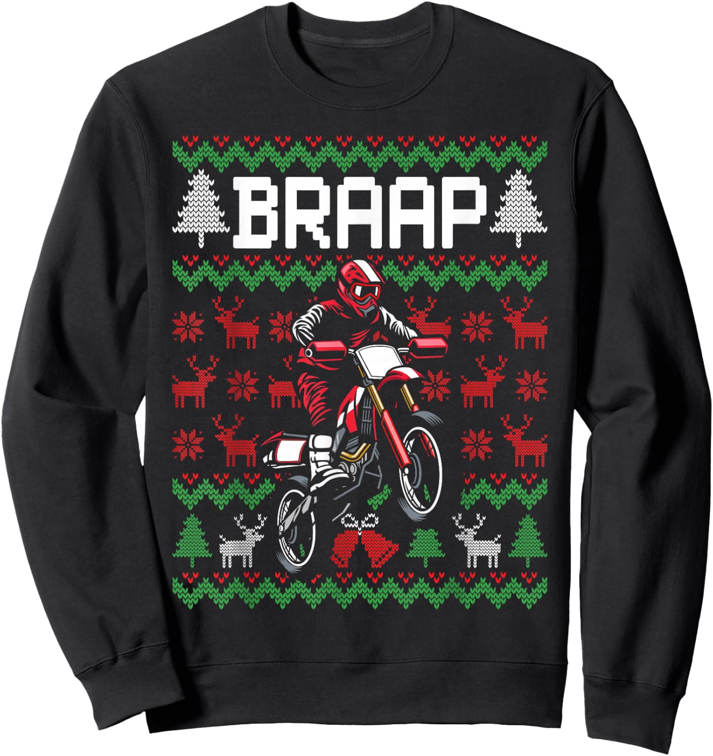 Christmas Motorcycle Motocross Braap Dirt Bike Sweatshirt - Sweatshirt | Black