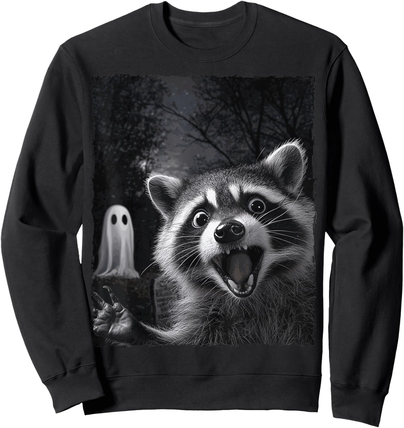 Funny Raccoon Halloween Sweatshirt - Sweatshirt | Black
