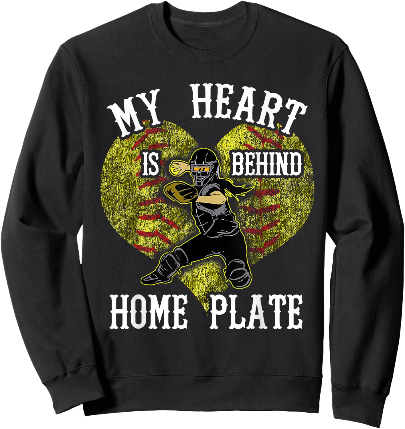 Softball Mom My Heart is Behind Home Plate Sweatshirt - Sweatshirt | Black