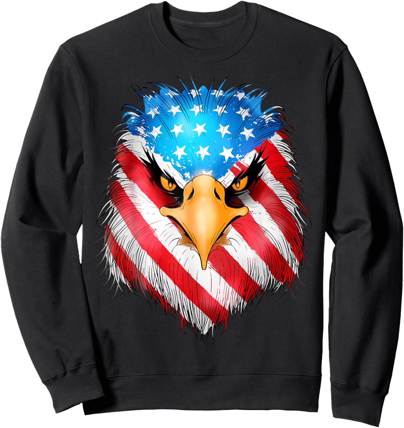 4th Of July Patriotic Eagle USA American Flag men boys Sweatshirt - Sweatshirt | Black