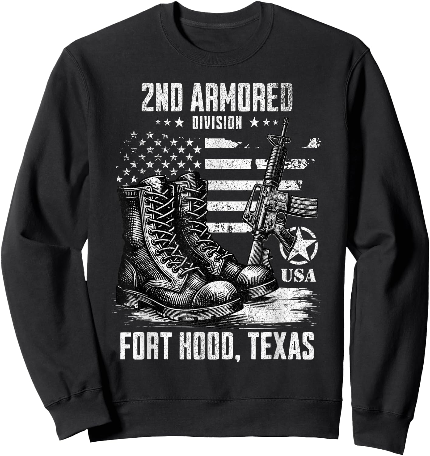 SoldierTees 2nd Armored Division Fort Hood Texas Military Veteran , Small, Black Sweatshirt - Sweatshirt | Black
