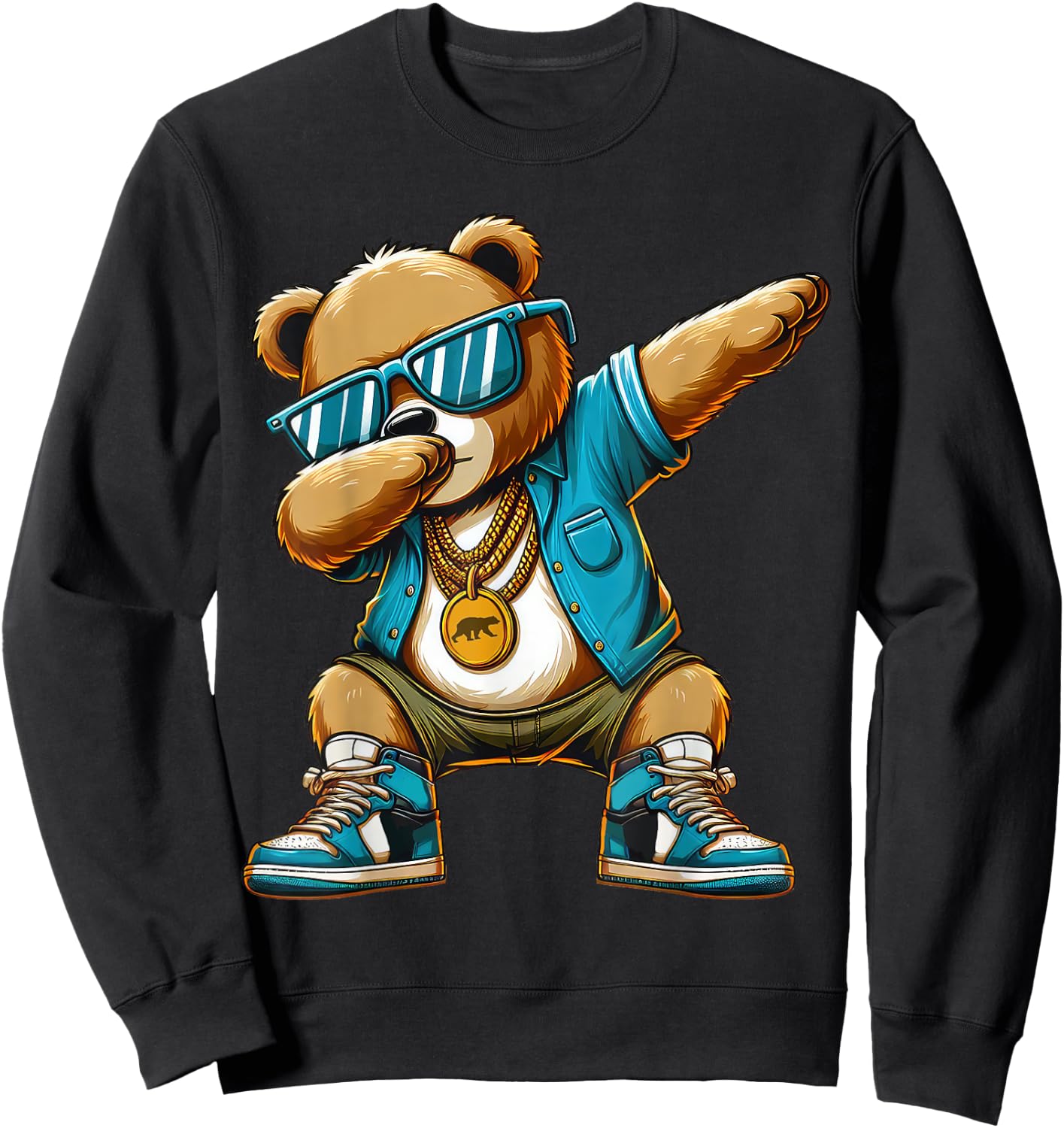Dabbing Bear Funny Bear Dab Dance Boys Girls Kids Sweatshirt - Sweatshirt | Black