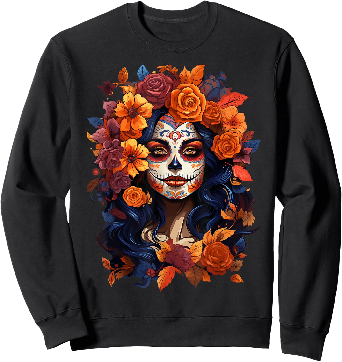 Dia De Los Muertos Mexican Sugar Skull Day Of The Dead Women Sweatshirt - Sweatshirt | Black