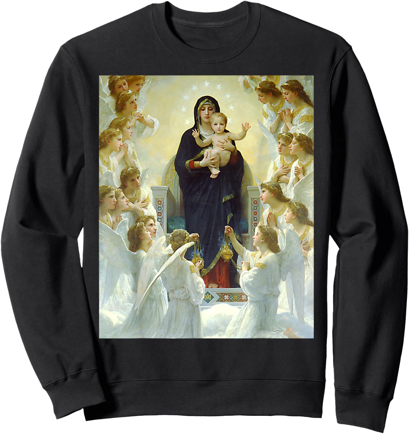 The Virgin with Angels Painting by William Bouguereau 1900 Sweatshirt - Sweatshirt | Black