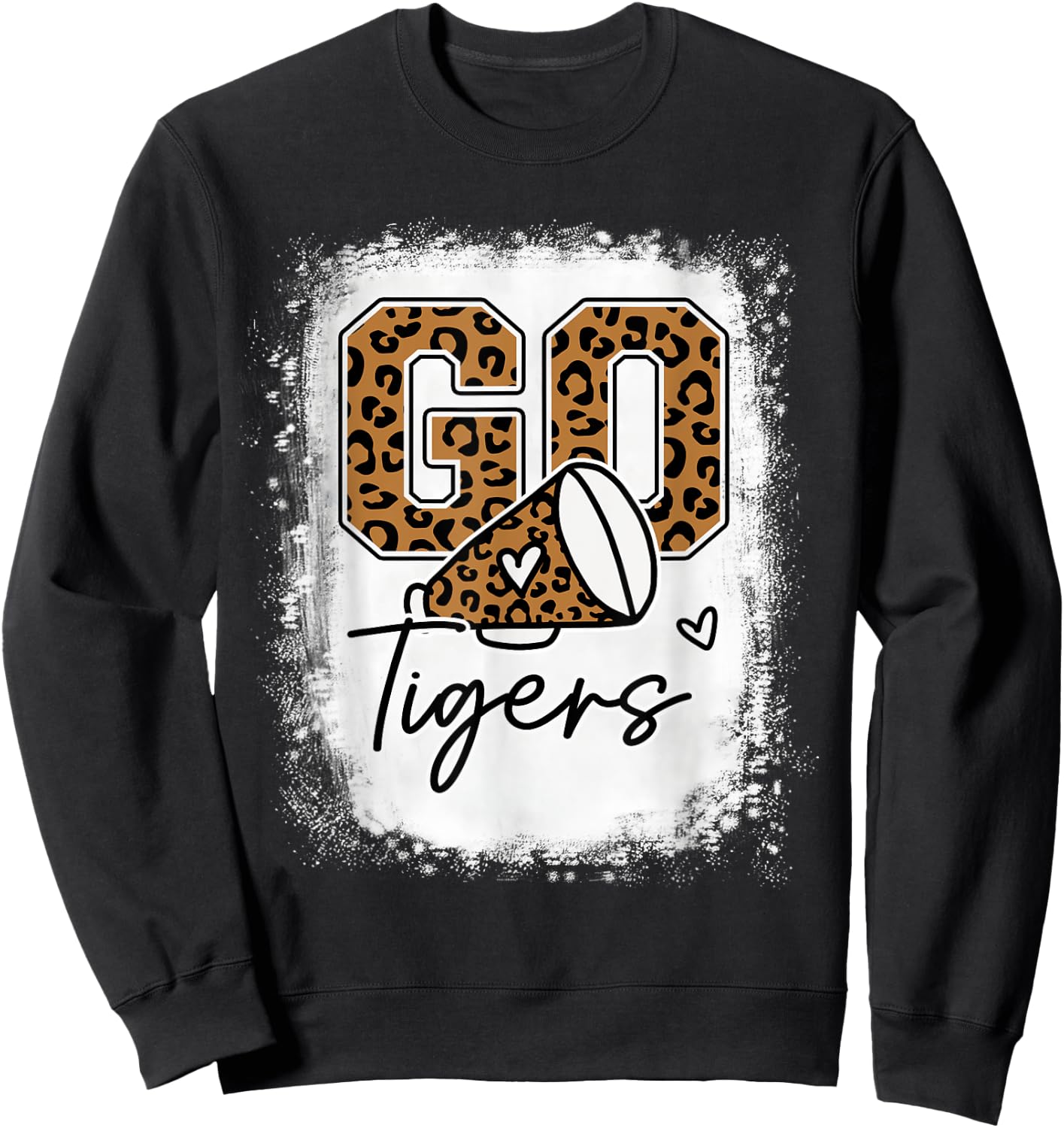 Go Cheer Tigers School Sports Fan Spirits Mascot Leopard Sweatshirt - Sweatshirt | Black