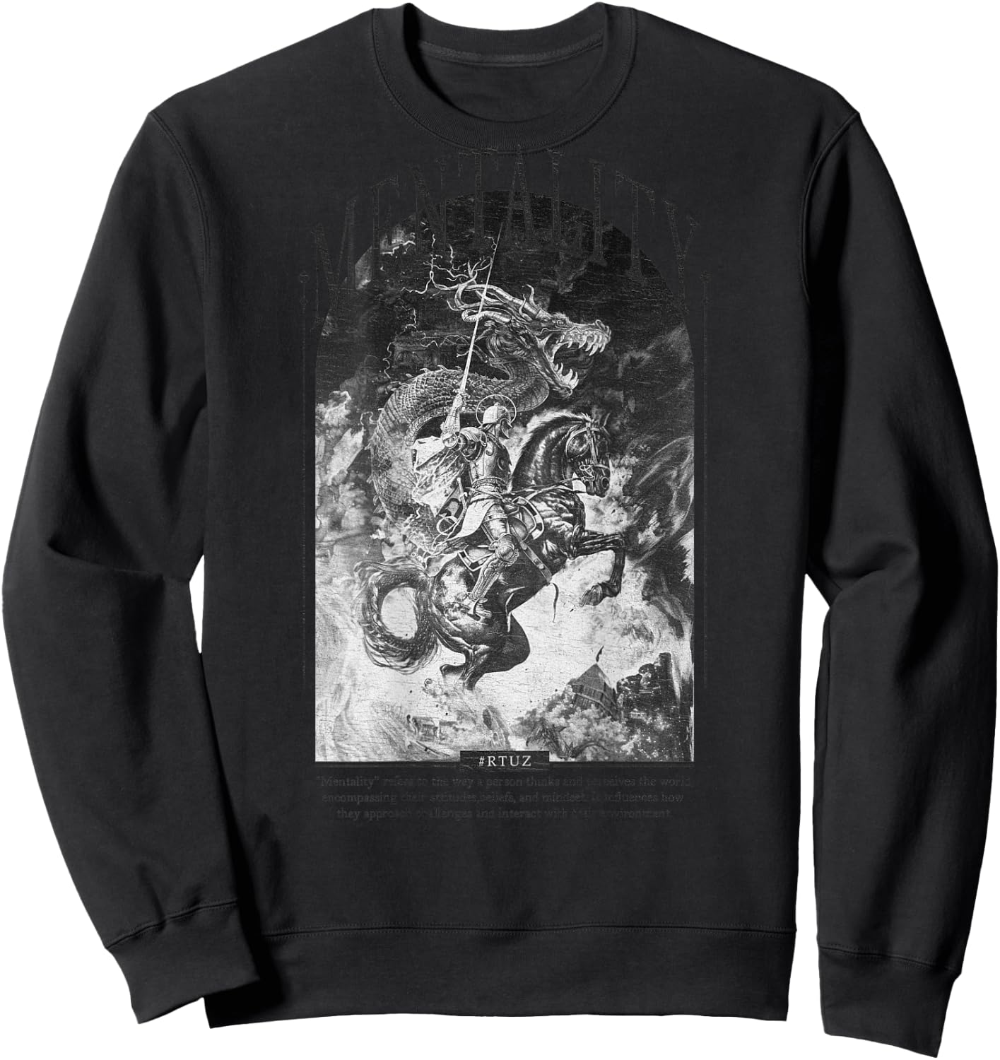 Hip Hop Vintage Hipster Edgy Urban Y2K Back Print Streetwear Sweatshirt - Sweatshirt | Black