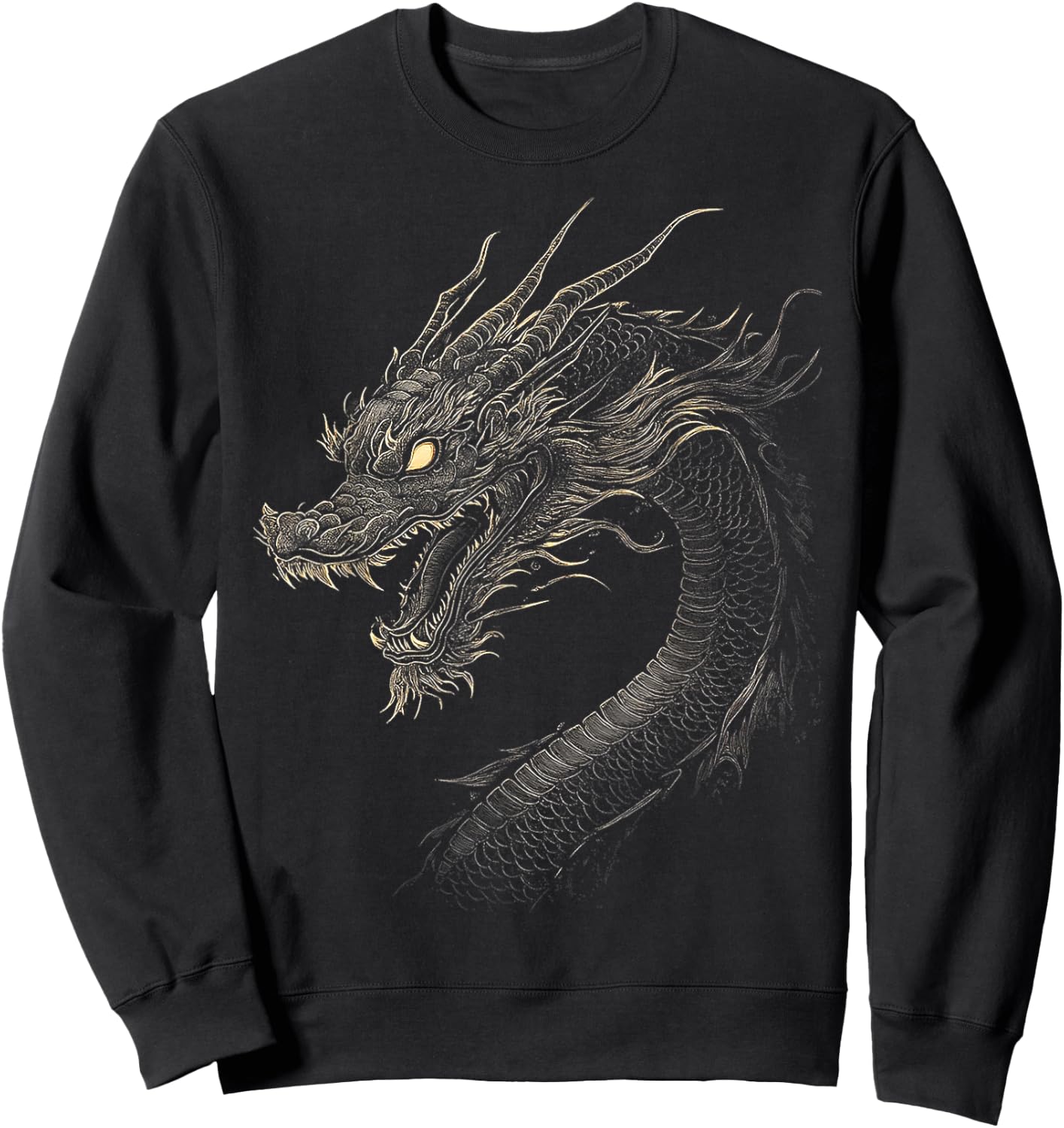 Black Dragon Motif Mythical Artwork Black Dragon Sweatshirt - Sweatshirt | Black