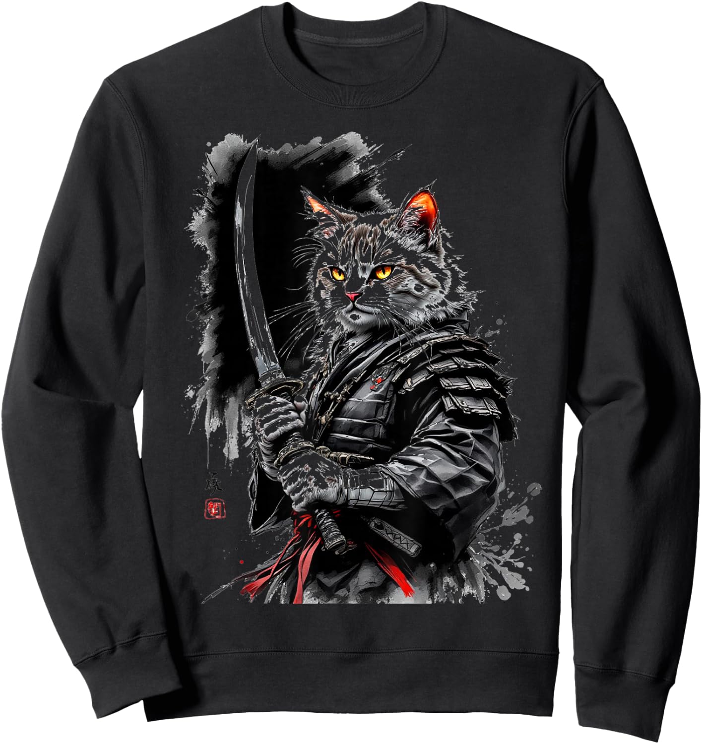 Samurai Cat Sweatshirt - Sweatshirt | Black