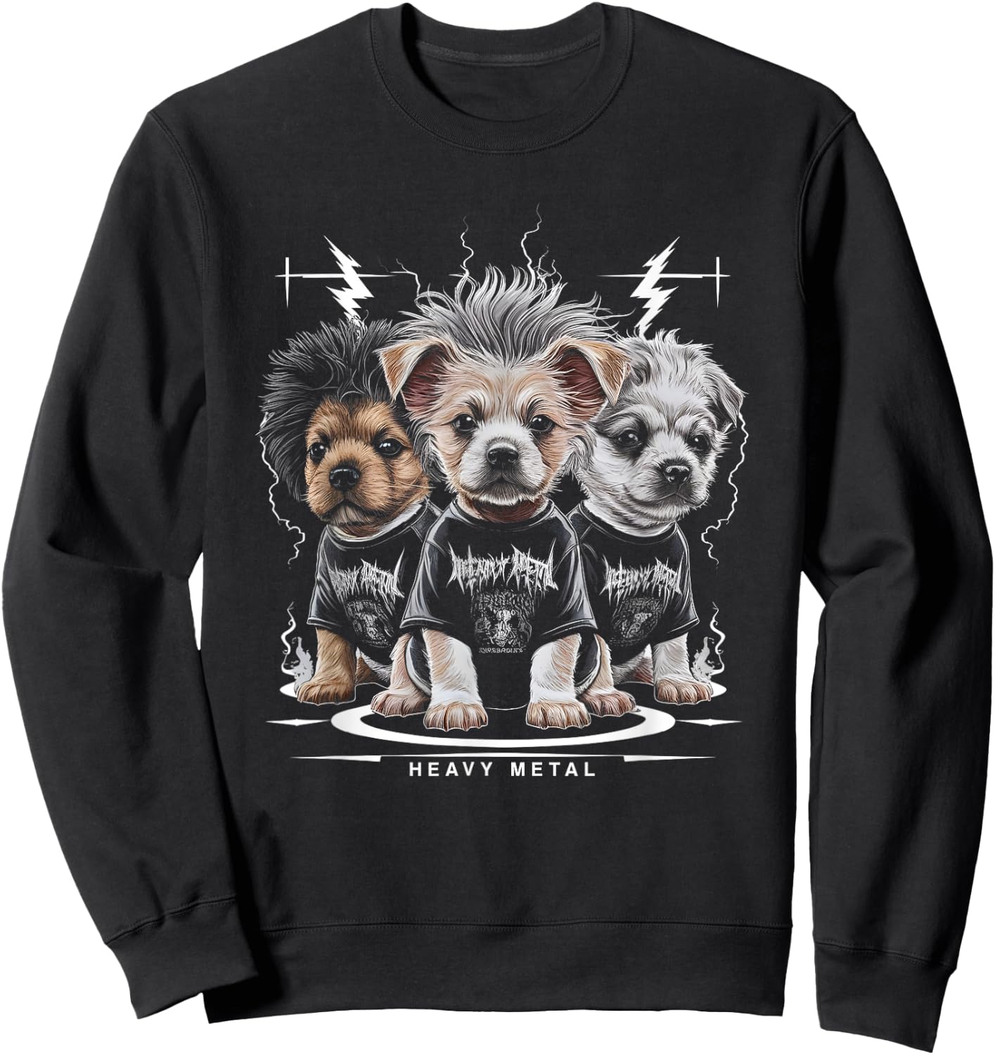 Puppy Heavy Metal Band - Funny Cute Puppy Dog Breed Lover Men Women Kids Sweatshirt - Sweatshirt | Black