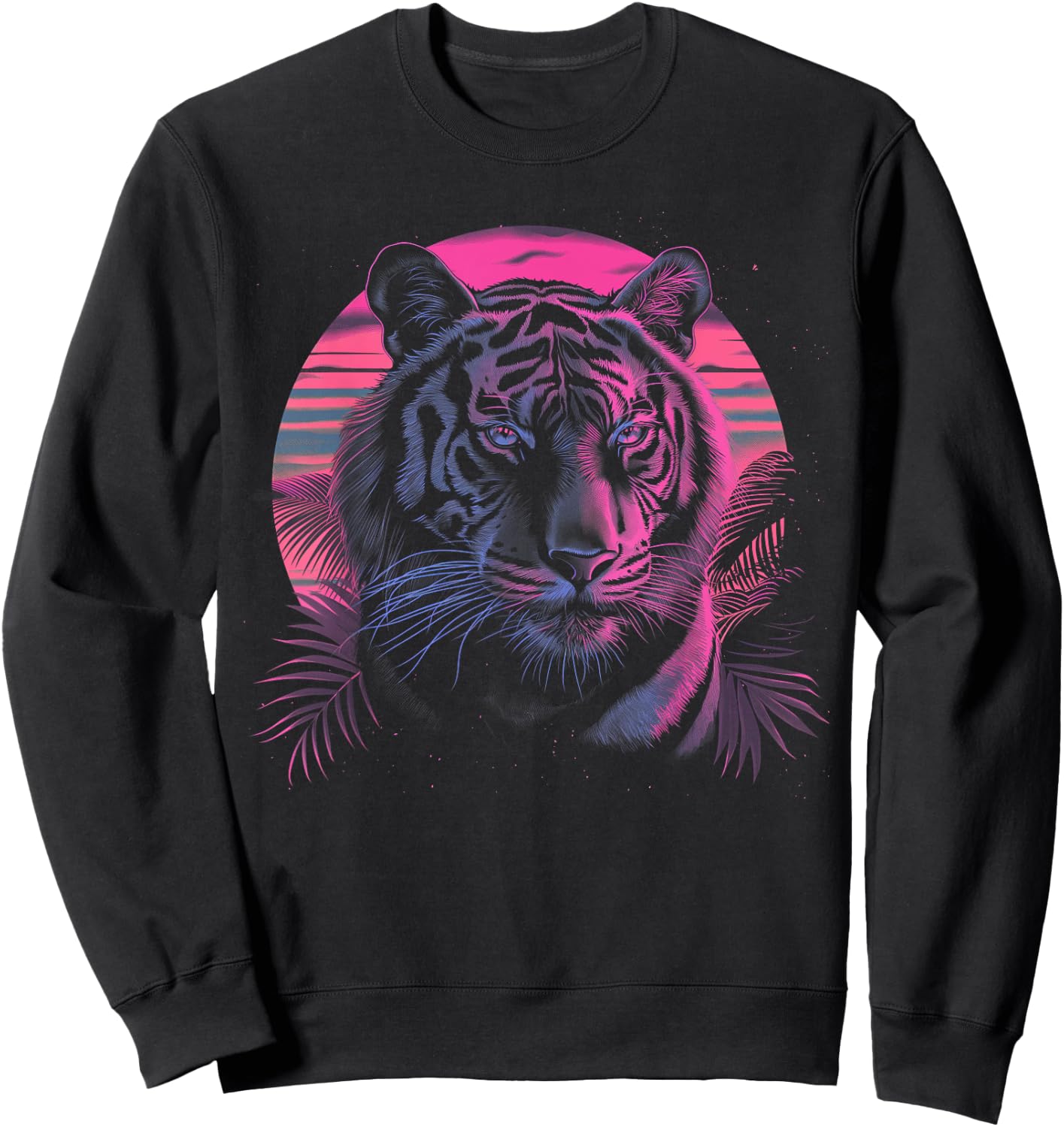 Tiger Vaporwave Aesthetic Vintage Synthwave 80s 90s Retro Sweatshirt - Sweatshirt | Black