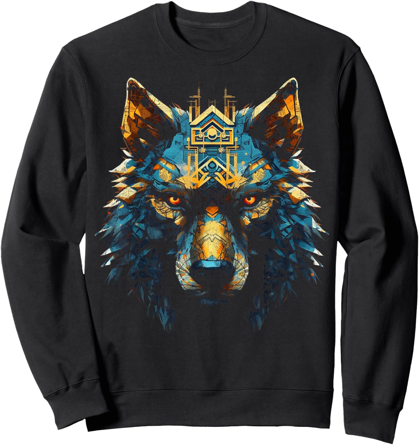 Wolf Art Polygon Animal Lover Motif Wolf Sweatshirt - Sweatshirt | Black