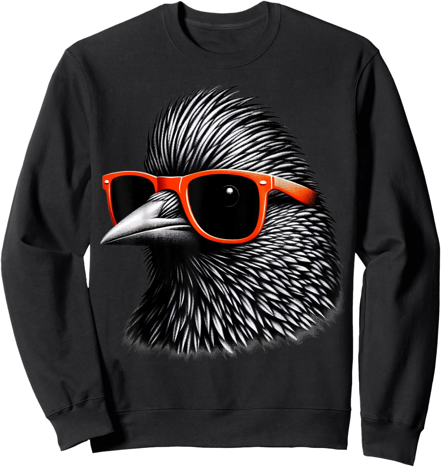 Cool Starling Bird Wearing Sunglasses Graphic Art Sweatshirt - Sweatshirt | Black