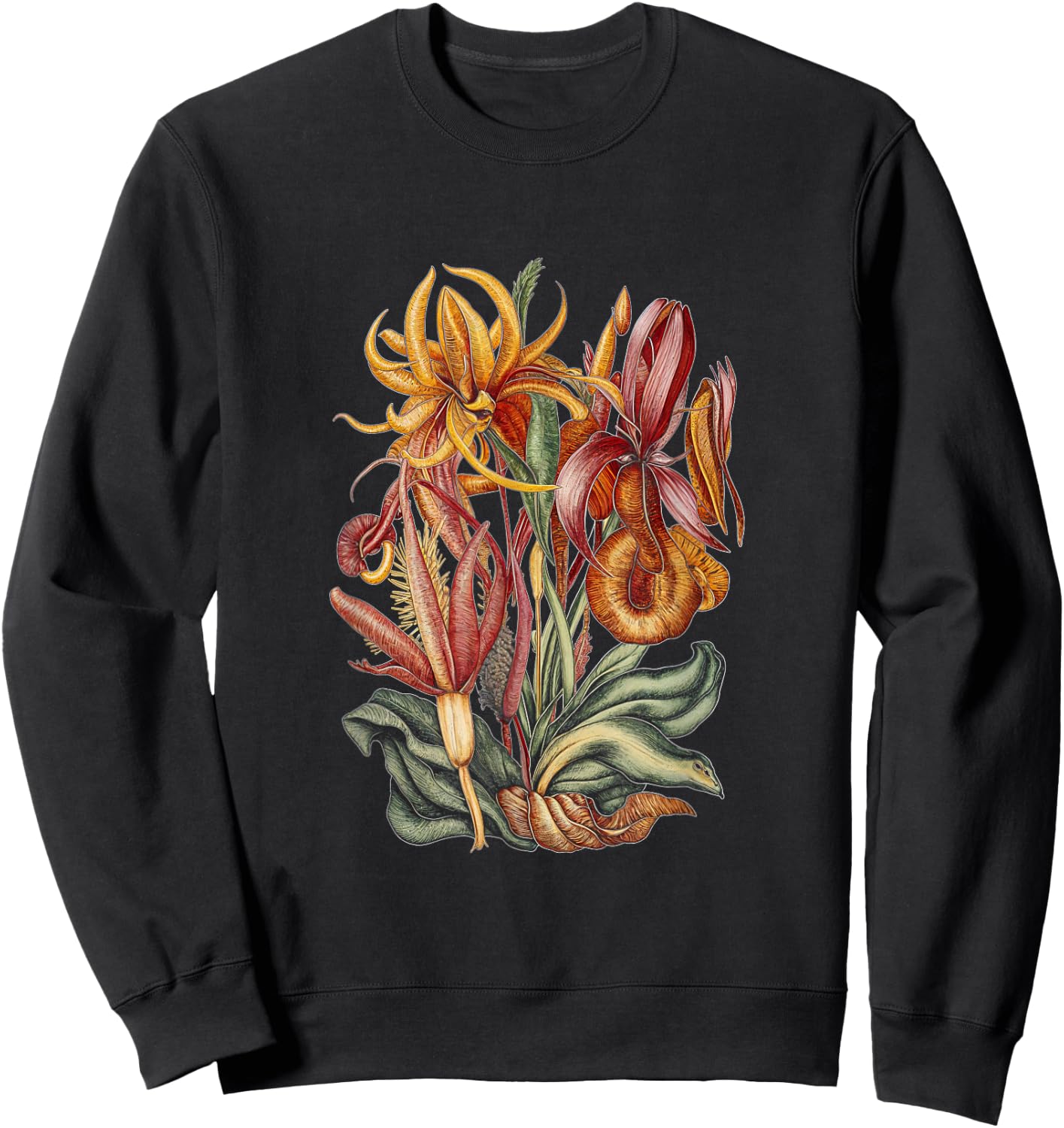 Carnivorous Plants Exotic Floral Nature Botany Sweatshirt - Sweatshirt | Black